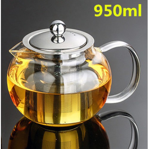 Ấm thủy tinh có lõi inox dáng tròn size 950ml A15